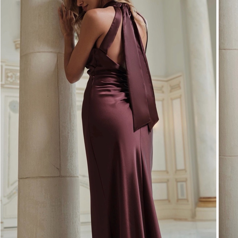 Elegant Burgundy Halter Dress